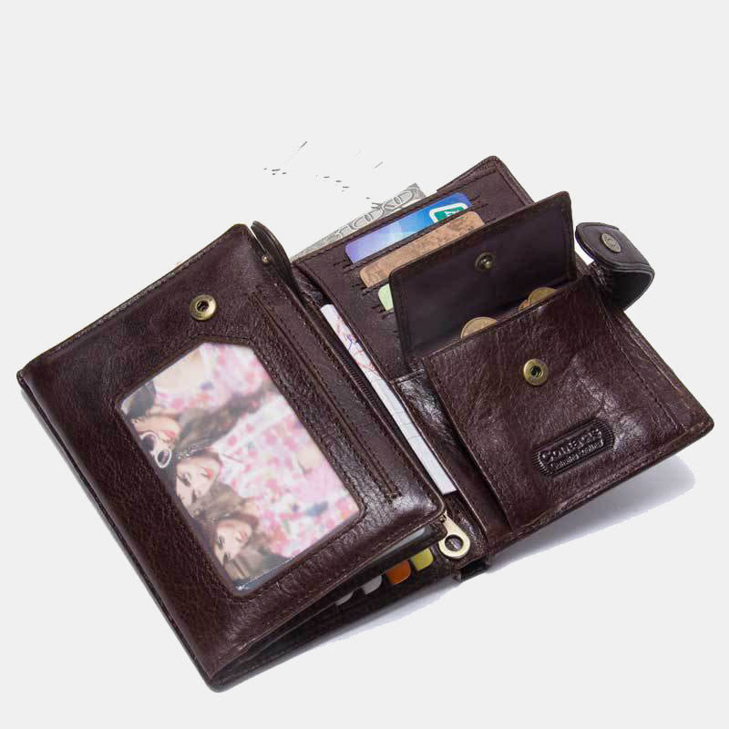 Large Capacity Real Leather Wallet Money Organizer Passport Holder