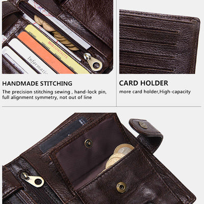 Large Capacity Real Leather Wallet Money Organizer Passport Holder