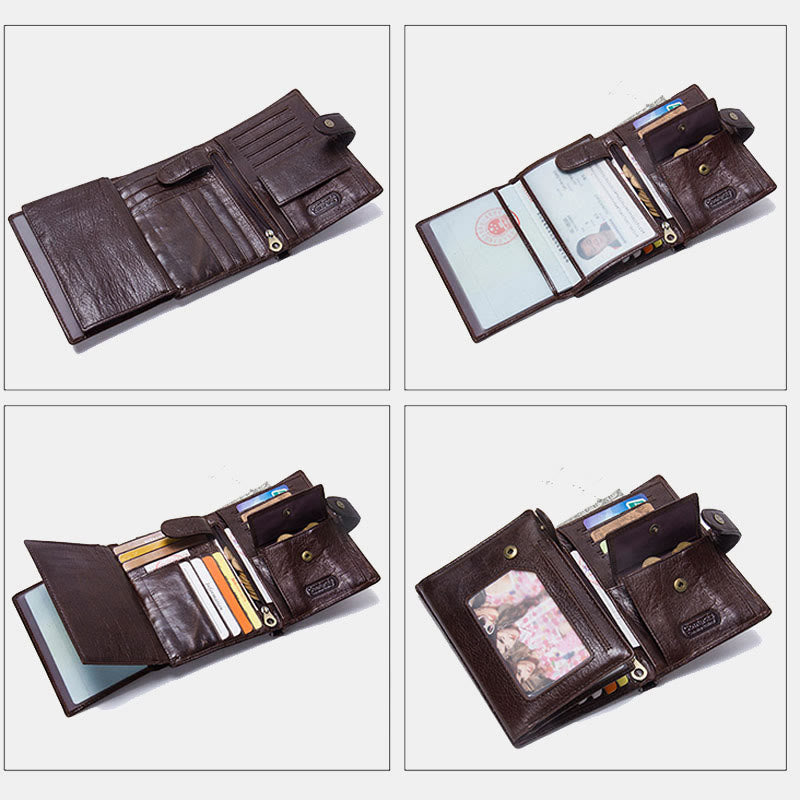 Large Capacity Real Leather Wallet Money Organizer Passport Holder