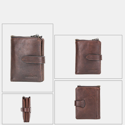 RFID Blocking Cowhide Leather Bifold Wallet for Men