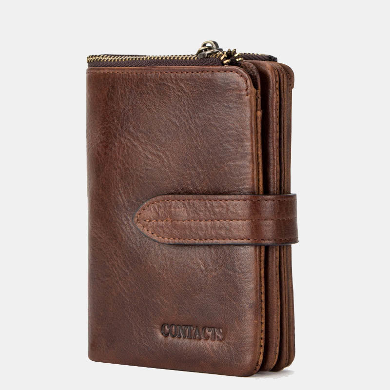 RFID Blocking Cowhide Leather Bifold Wallet for Men