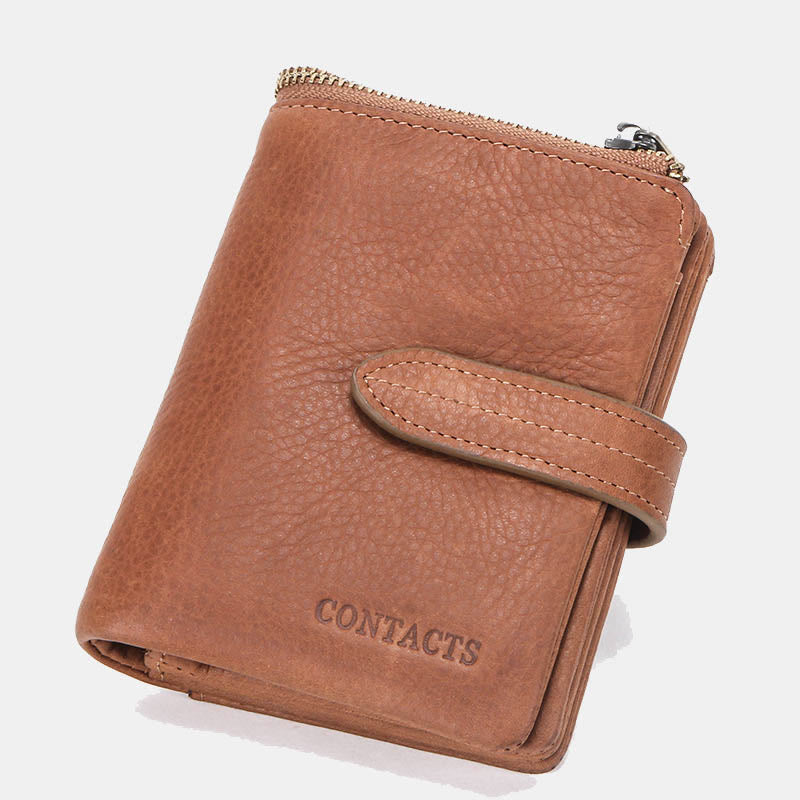 RFID Blocking Cowhide Leather Bifold Wallet for Men