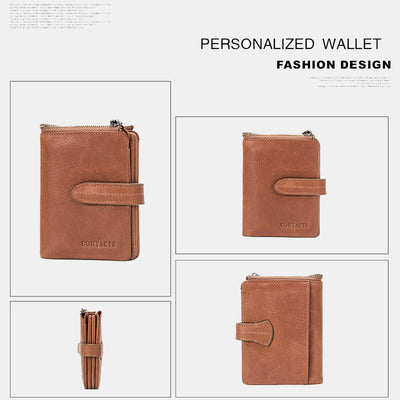 RFID Blocking Cowhide Leather Bifold Wallet for Men