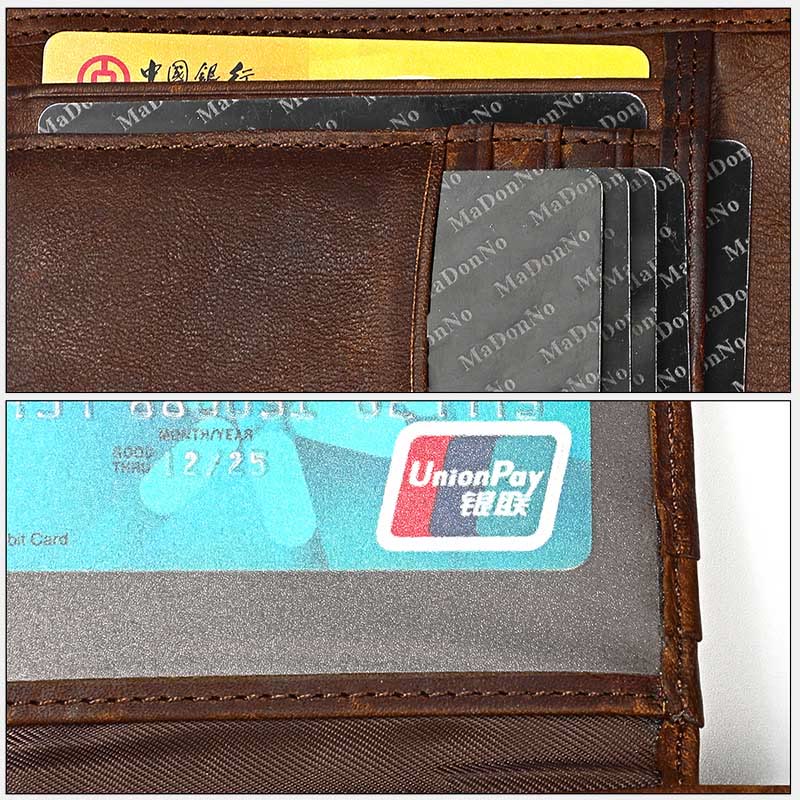 Genuine Leather Bifold Wallet for Men with ID Slot Coin Pocket