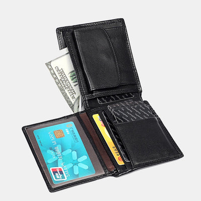 Genuine Leather Bifold Wallet for Men with ID Slot Coin Pocket