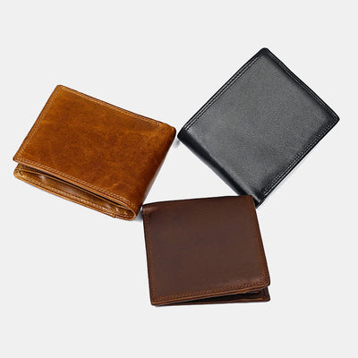 Genuine Leather Bifold Wallet for Men with ID Slot Coin Pocket