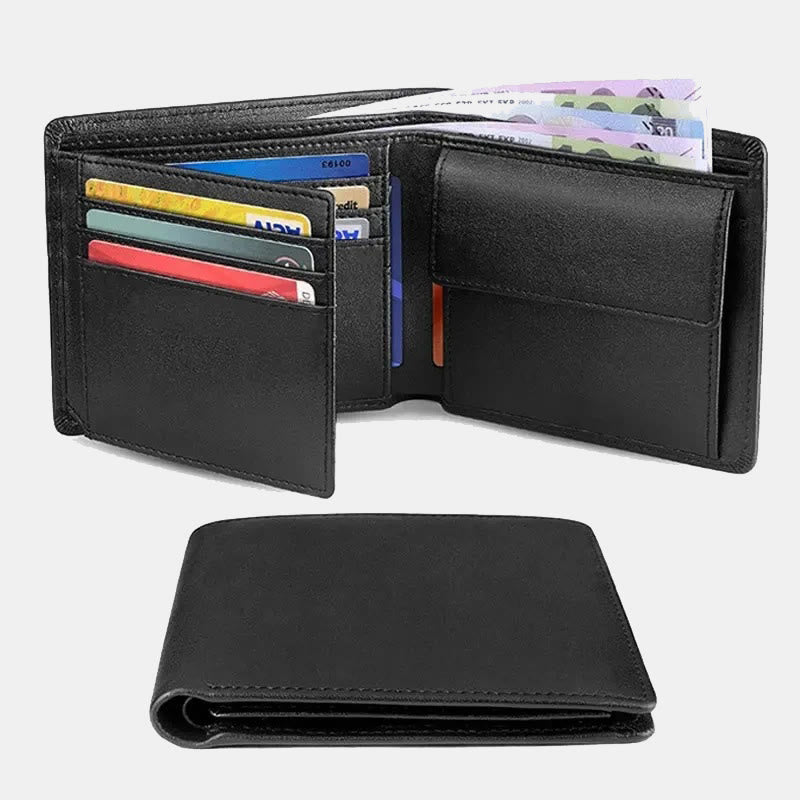 Trifold RFID Blocking Slim Leather Wallet for Men with Coin Pocket