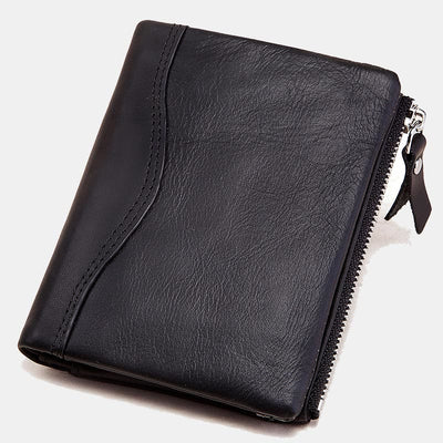 Men's Leather RFID Blocking Wallet with ID Window Zip Pocket