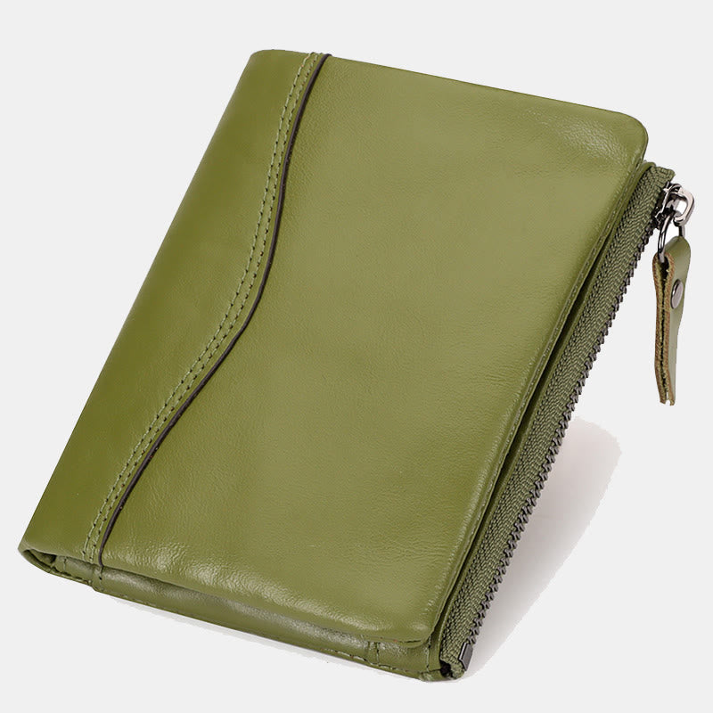 Men's Leather RFID Blocking Wallet with ID Window Zip Pocket