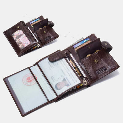 Large Capacity Real Leather Wallet Money Organizer Passport Holder