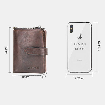 RFID Blocking Cowhide Leather Bifold Wallet for Men