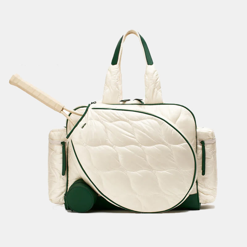 Quilted Tennis Tote Bag Racket Bag Shoulder Bag with Crossbody Strap