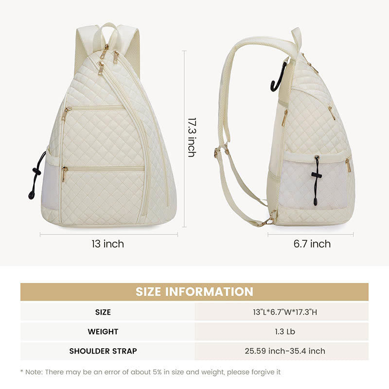 Quilted Pickleball Racket Sling Bag Convertible Backpack for Women