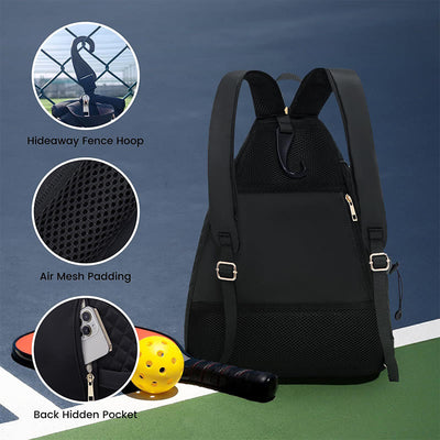 Quilted Pickleball Racket Sling Bag Convertible Backpack for Women