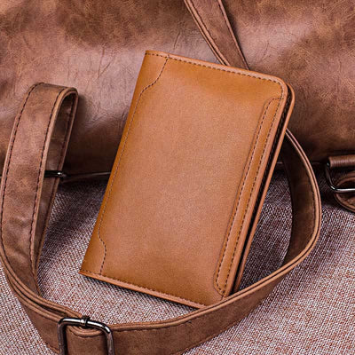 Genuine Leather Minimalist Bifold Magnet Passport Holder Card Holder