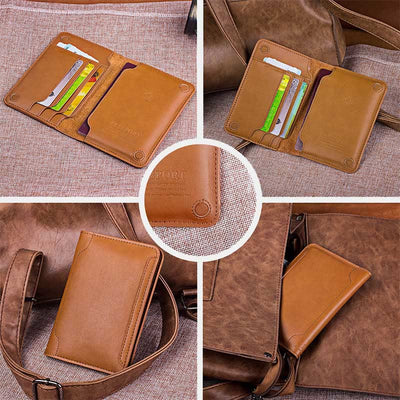 Genuine Leather Minimalist Bifold Magnet Passport Holder Card Holder