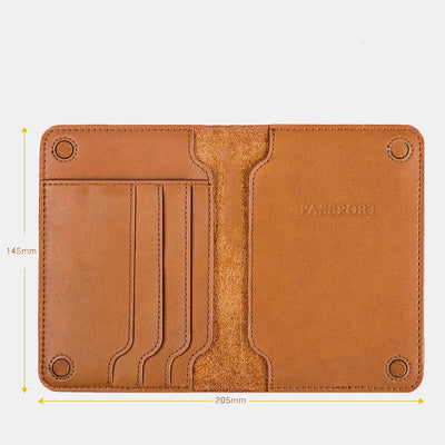 Genuine Leather Minimalist Bifold Magnet Passport Holder Card Holder