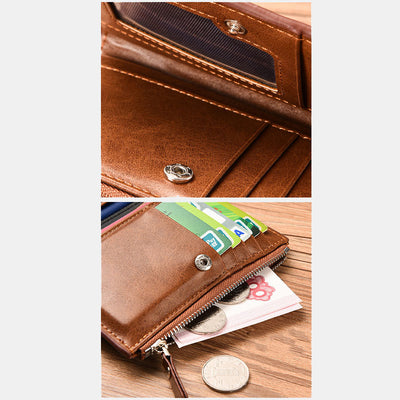 Multi-Slot Faux Leather Bifold Wallet Card Holder for Men Women