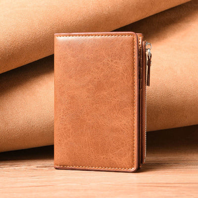 Multi-Slot Faux Leather Bifold Wallet Card Holder for Men Women