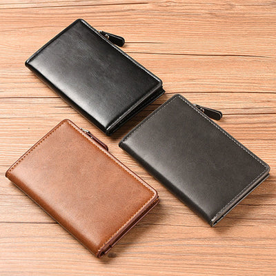 Multi-Slot Faux Leather Bifold Wallet Card Holder for Men Women