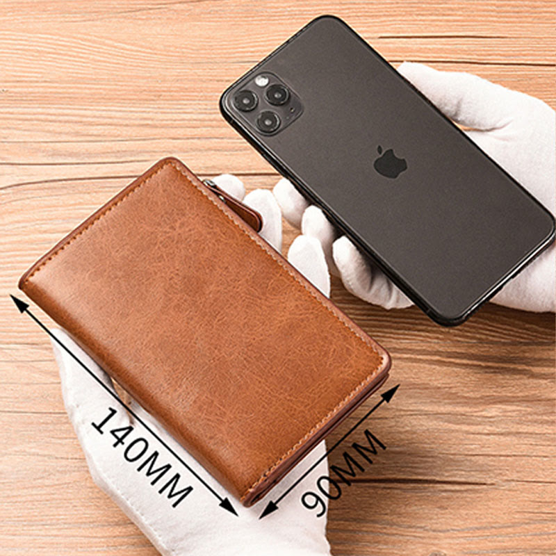 Multi-Slot Faux Leather Bifold Wallet Card Holder for Men Women