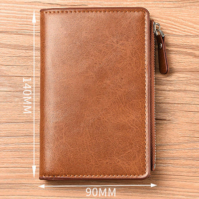 Multi-Slot Faux Leather Bifold Wallet Card Holder for Men Women