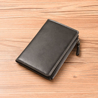 Multi-Slot Faux Leather Bifold Wallet Card Holder for Men Women