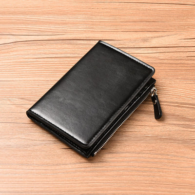 Multi-Slot Faux Leather Bifold Wallet Card Holder for Men Women