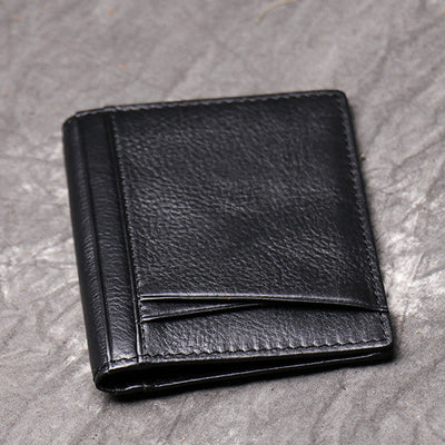 Minimalist Real Leather Card Holder for Men with 2 ID Window