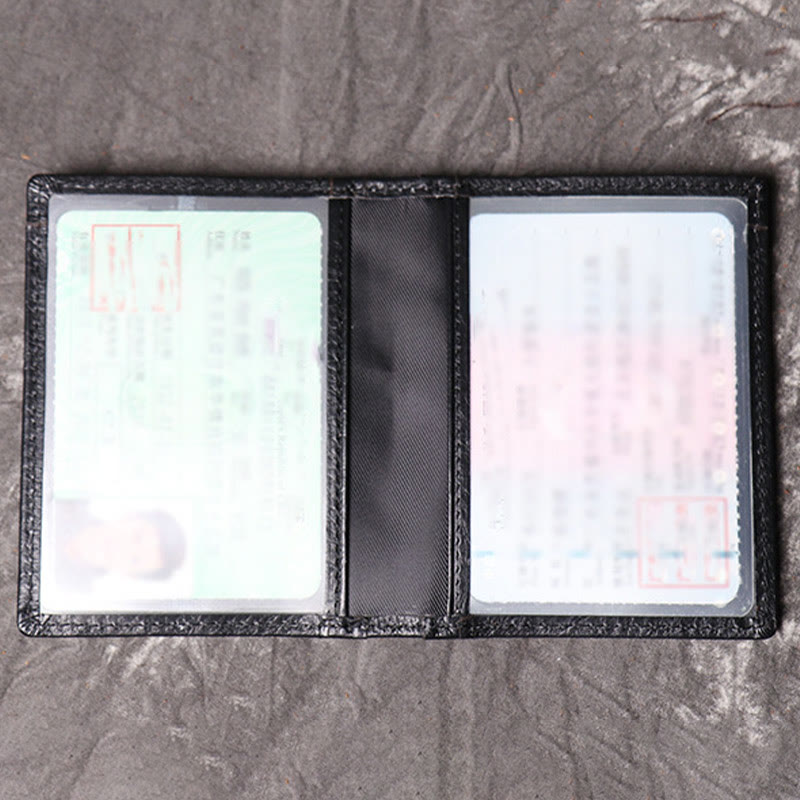 Minimalist Real Leather Card Holder for Men with 2 ID Window