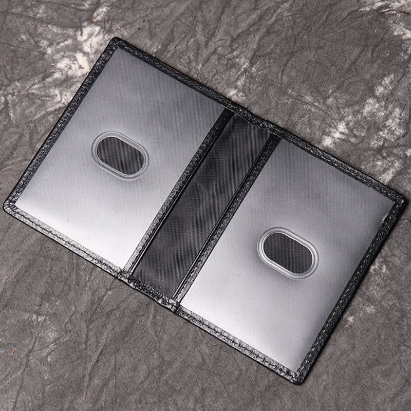 Minimalist Real Leather Card Holder for Men with 2 ID Window