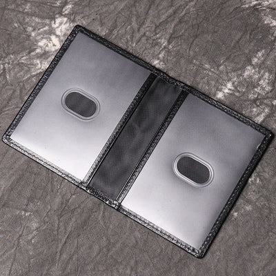 Minimalist Real Leather Card Holder for Men with 2 ID Window