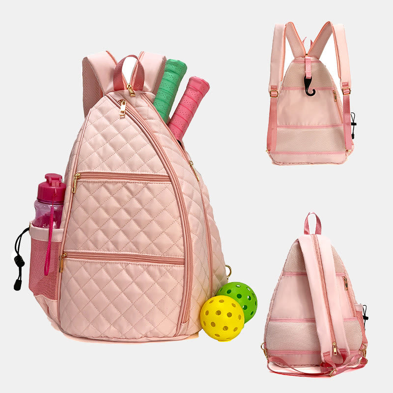 Quilted Pickleball Racket Sling Bag Convertible Backpack for Women