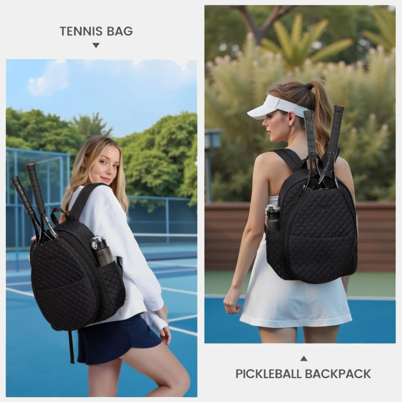 Large Capacity Quilted Tennis Racket Bag Backpack Fit Tennis Pickleball Racket