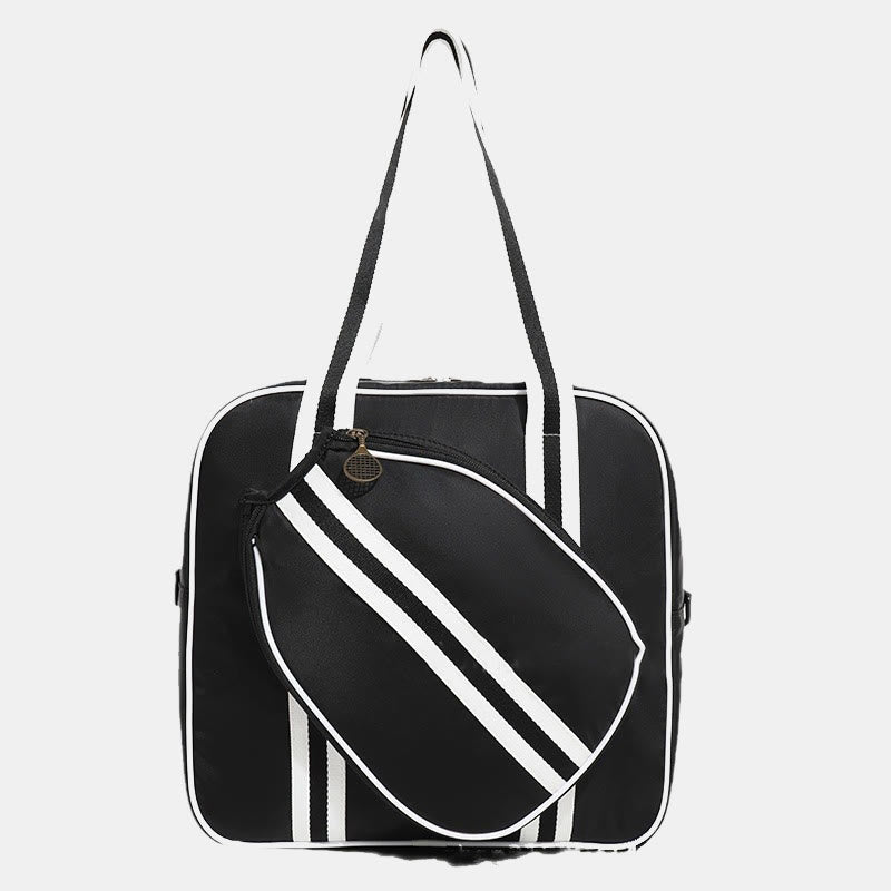 Stripe Pickleball Paddle Bag Shoulder Tote Bag with Crossbody Strap