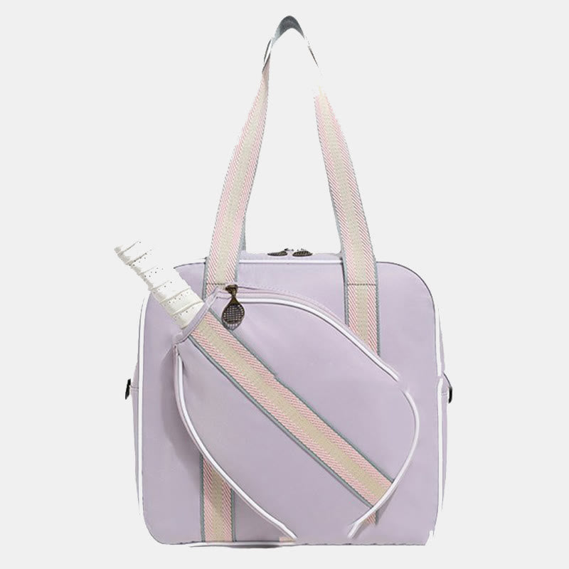 Stripe Pickleball Paddle Bag Shoulder Tote Bag with Crossbody Strap