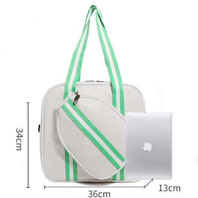 Stripe Pickleball Paddle Bag Shoulder Tote Bag with Crossbody Strap