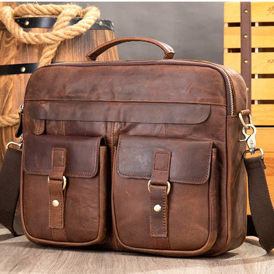 Men's Genuine Leather Vintage Messenger Bag Briefcase