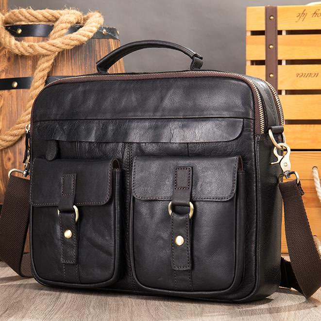 Men's Genuine Leather Vintage Messenger Bag Briefcase