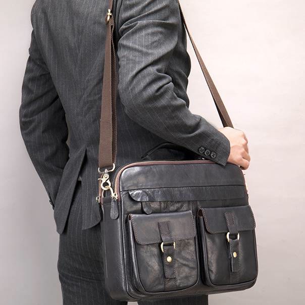 Men's Genuine Leather Vintage Messenger Bag Briefcase