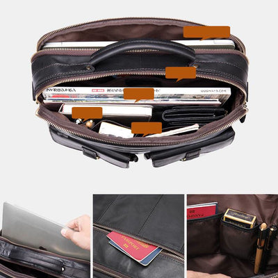 Men's Genuine Leather Vintage Messenger Bag Briefcase