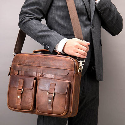 Men's Genuine Leather Vintage Messenger Bag Briefcase