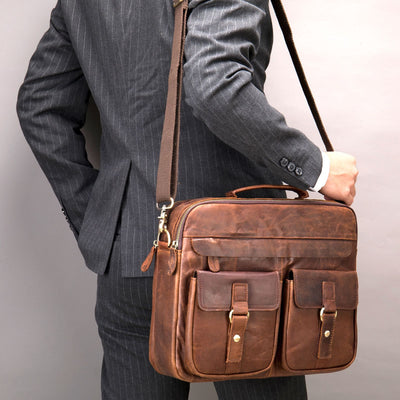 Men's Genuine Leather Vintage Messenger Bag Briefcase