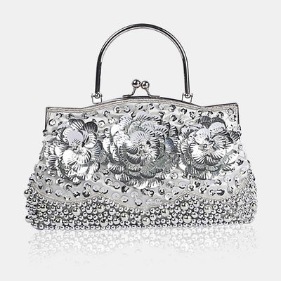 Beaded Sequin Flower Evening Clutch Bag