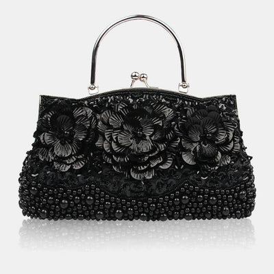 Beaded Sequin Flower Evening Clutch Bag