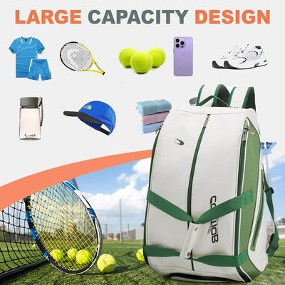 Large Racket Backpack Tennis Pickleball Paddle Bag with Shoes Compartment