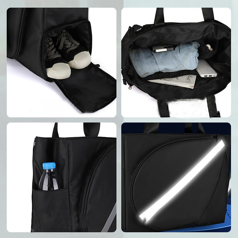 Expandable Tennis Racket Bag Tote Shoulder Bag with Shoes Compartment