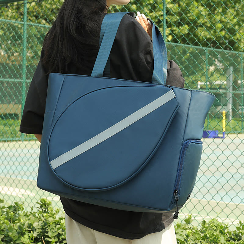 Expandable Tennis Racket Bag Tote Shoulder Bag with Shoes Compartment