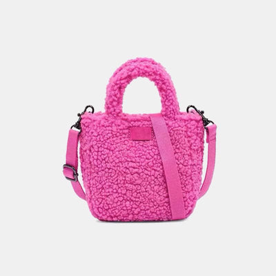 Small Plush Tote Bag for Women Fluffy Top-Handle Crossbody Handbag