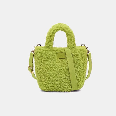 Small Plush Tote Bag for Women Fluffy Top-Handle Crossbody Handbag